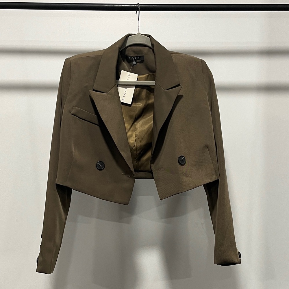 FORE  Dark Olive Cropped Blazer